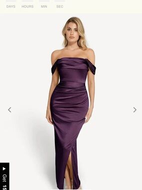 POLILUSH Shapewear Off Shoulder Shine Ruched Sculpting Maxi Dress